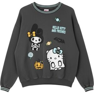 Sanrio Hello Kitty & Friends Charcoal Gray Halloween Graphic Crewneck Sweatshirt